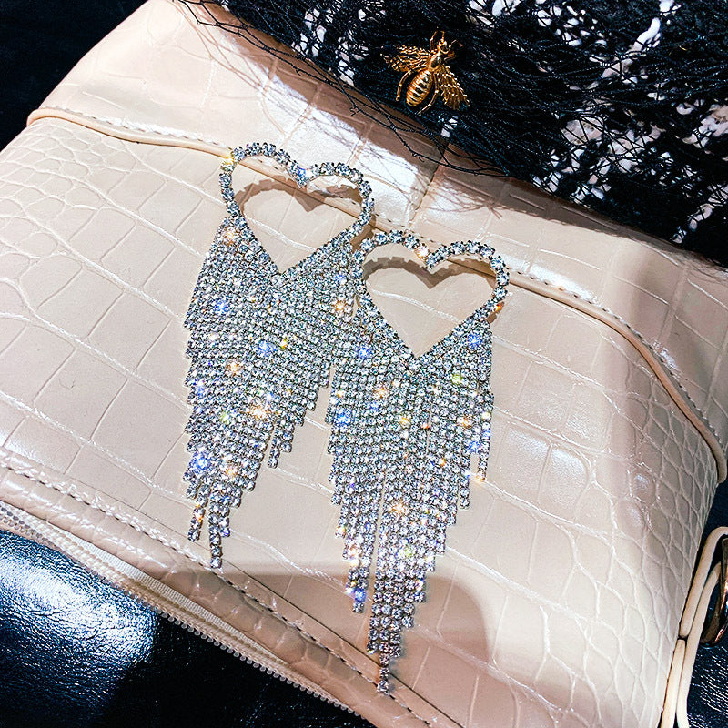 2020 heart shape rhinestone earrings statement