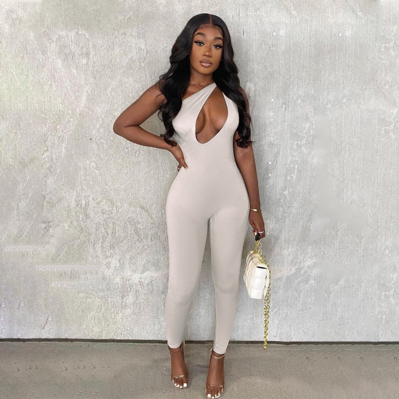 New Arrival one shoulder Sleeveless women summer long pants Solid