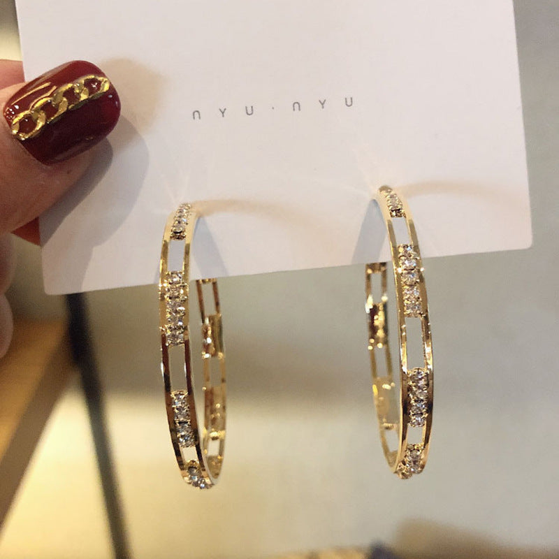 S925 Sterling Silver Needle Gold plated Hoop Earrings Hollow out