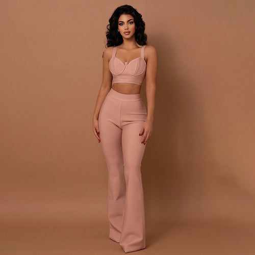 2021 Women casual two piece pants setclothing bandage trousers & pants