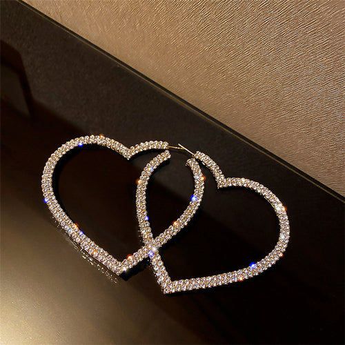 Hot Selling Heart Shape Earrings For Women 2021 Rhinestone Love Heart