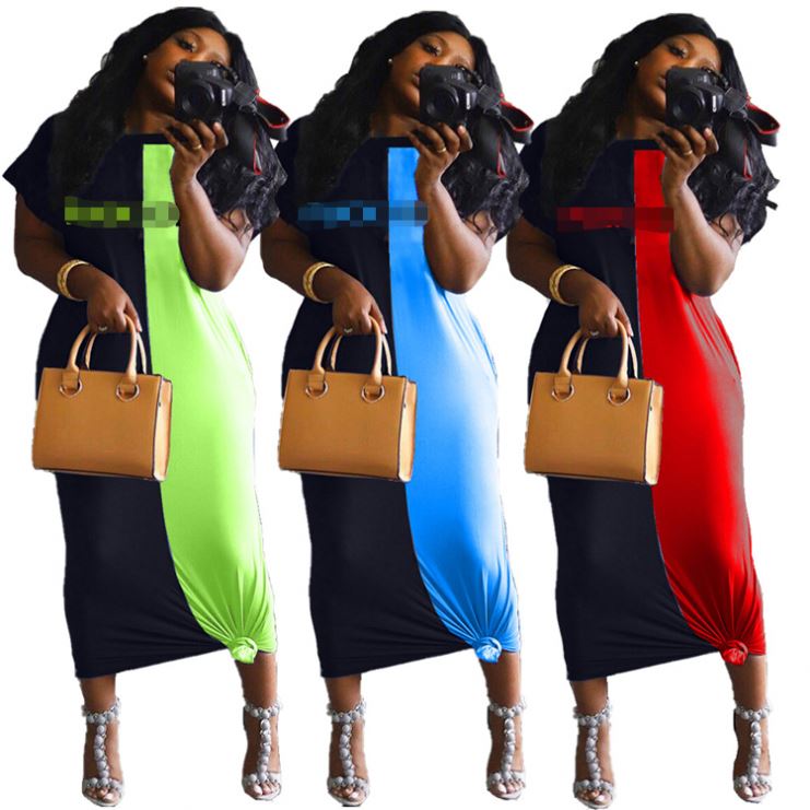 LZX0086 Cheap Apparel Summer Fashion  Letter Print Splice Loose Lady