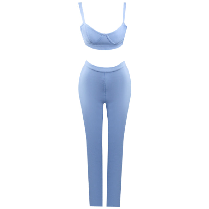 2021 Women casual two piece pants setclothing bandage trousers & pants