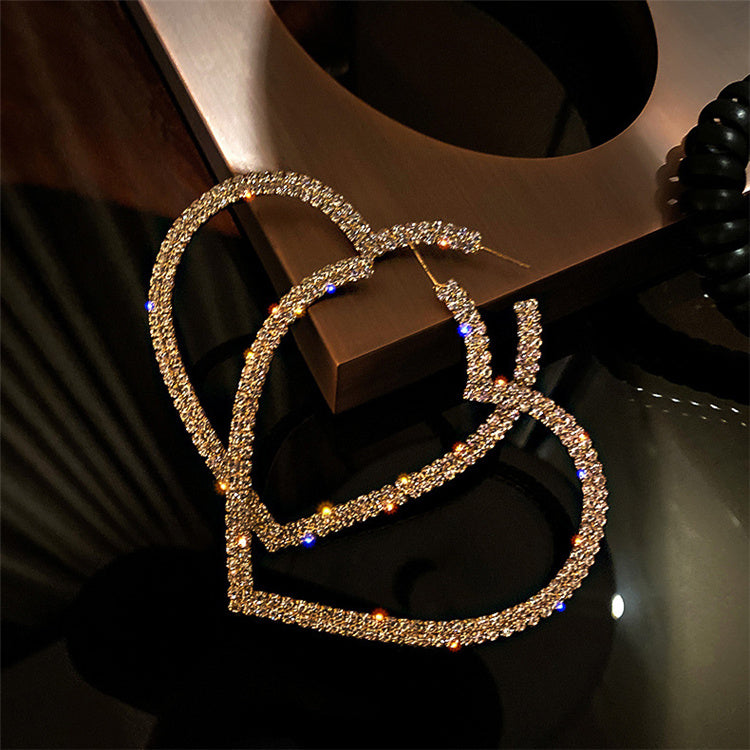 Hot Selling Heart Shape Earrings For Women 2021 Rhinestone Love Heart