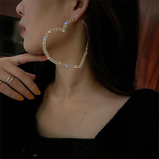 Hot Selling Heart Shape Earrings For Women 2021 Rhinestone Love Heart
