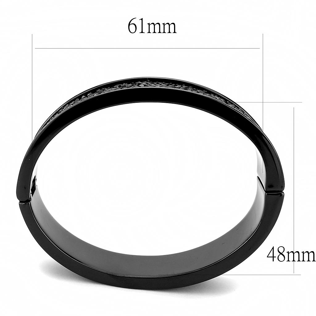 LO4286 - IP Black(Ion Plating) Brass Bangle with Top Grade Crystal  in