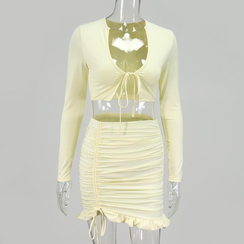 Crop Tops Mini Skirts Two Piece Set