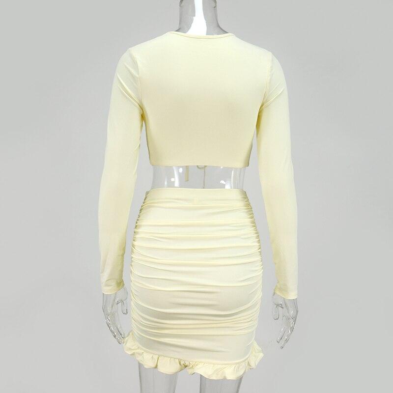 Crop Tops Mini Skirts Two Piece Set
