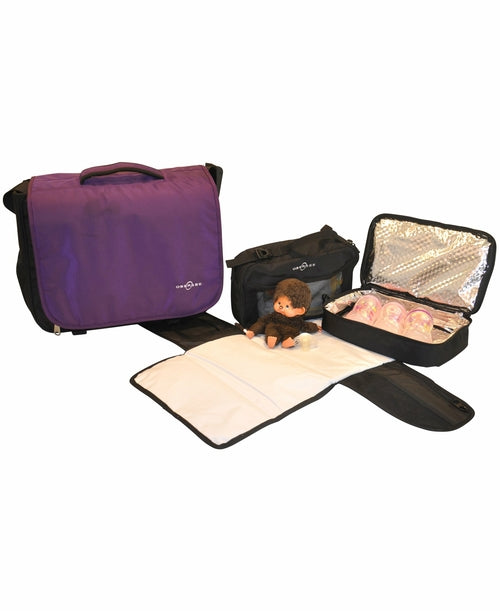 Obersee Madrid Diaper Messenger Bag | Convertible Backpack | Viola