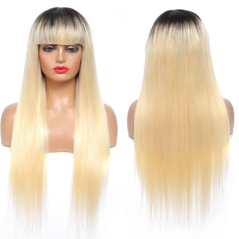 1B/613 Straight 180% Density 613 Wig with Bang 200% Density Human Hair