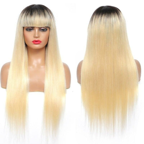 1B/613 Straight 180% Density 613 Wig with Bang 200% Density Human Hair