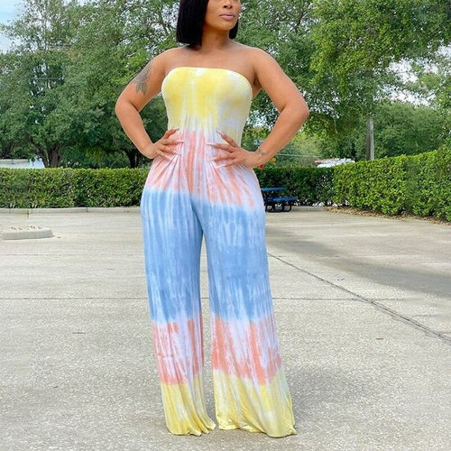 Off Shoulder Tube Jumpsuit Loose Wide Leg Pants Overalls