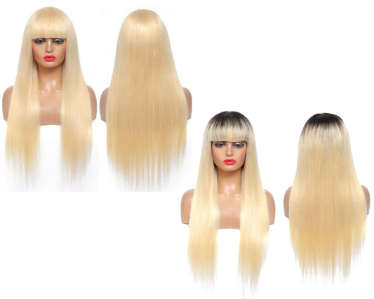 1B/613 Straight 180% Density 613 Wig with Bang 200% Density Human Hair