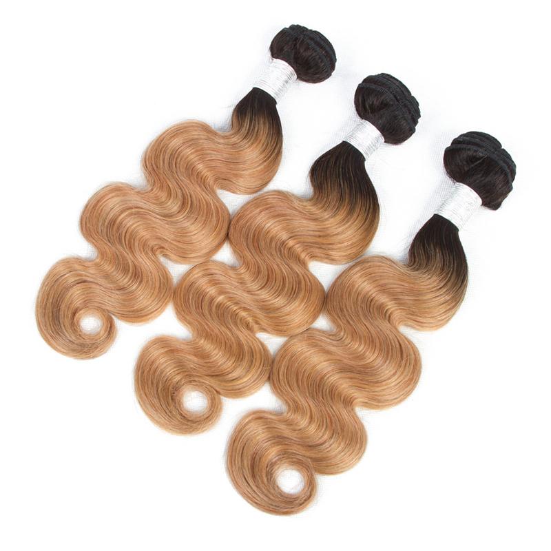 #27 Body Wave 10A Grade 1B/27 Hair BUNDLES with 4x4 CLOSURES & 13x4