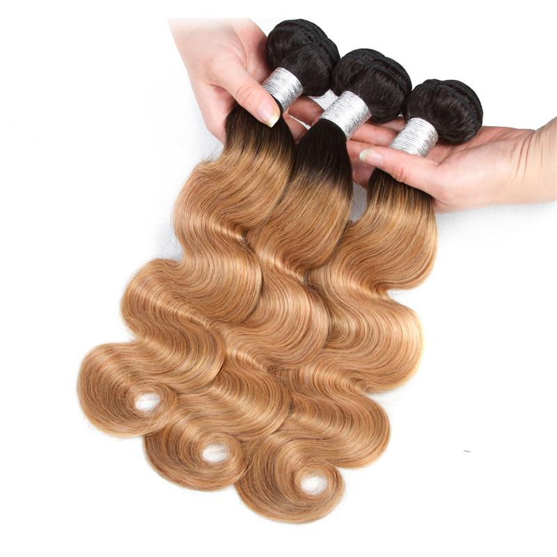 #27 Body Wave 10A Grade 1B/27 Hair BUNDLES with 4x4 CLOSURES & 13x4