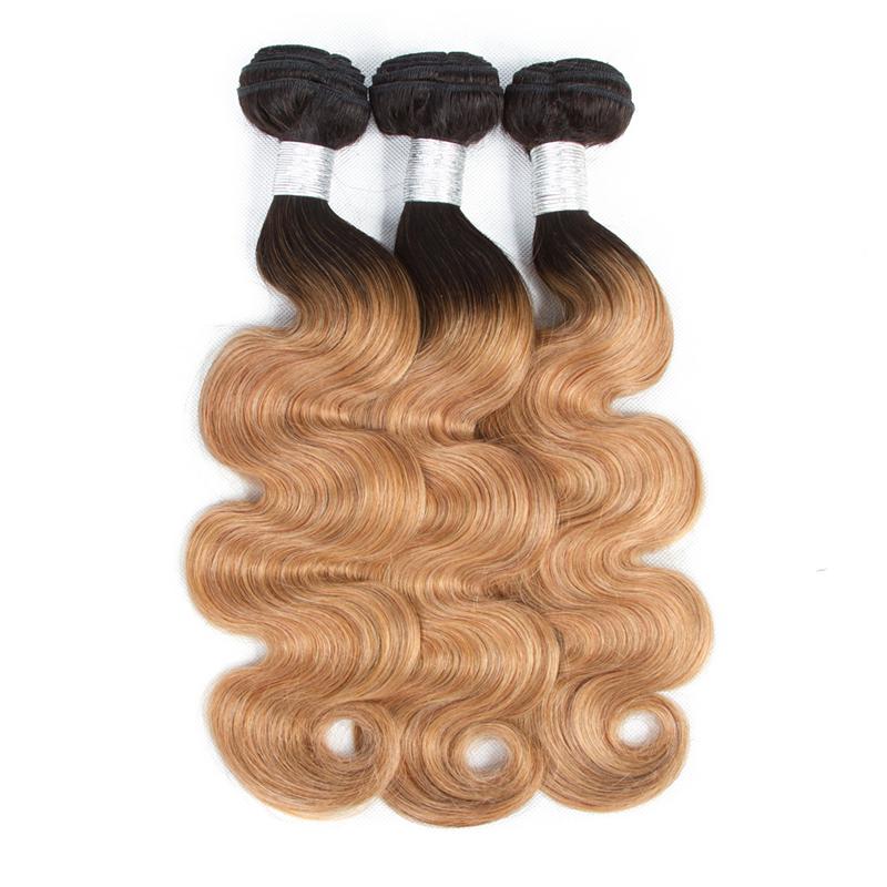 #27 Body Wave 10A Grade 1B/27 Hair BUNDLES with 4x4 CLOSURES & 13x4