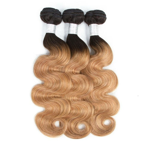 #27 Body Wave 10A Grade 1B/27 Hair BUNDLES with 4x4 CLOSURES & 13x4
