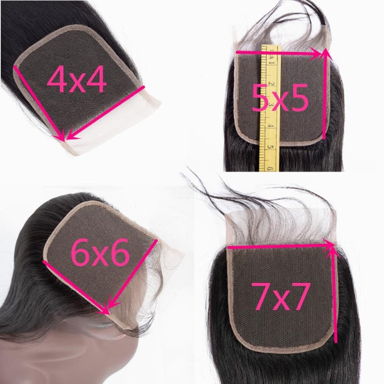 10A Grade Kinky Straight 4x4 Brazilian 5x5 Lace 6x6 Closure Remy Human
