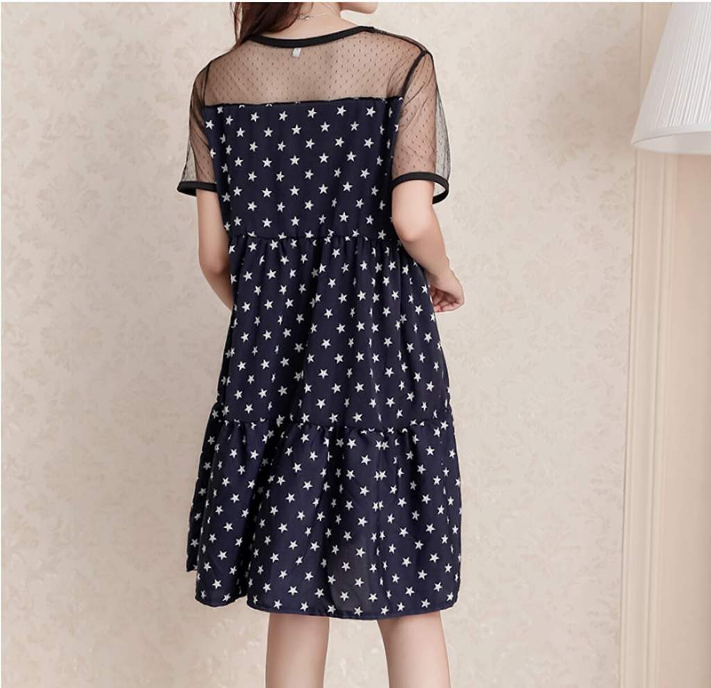 Womens Star Print Chiffon Dress