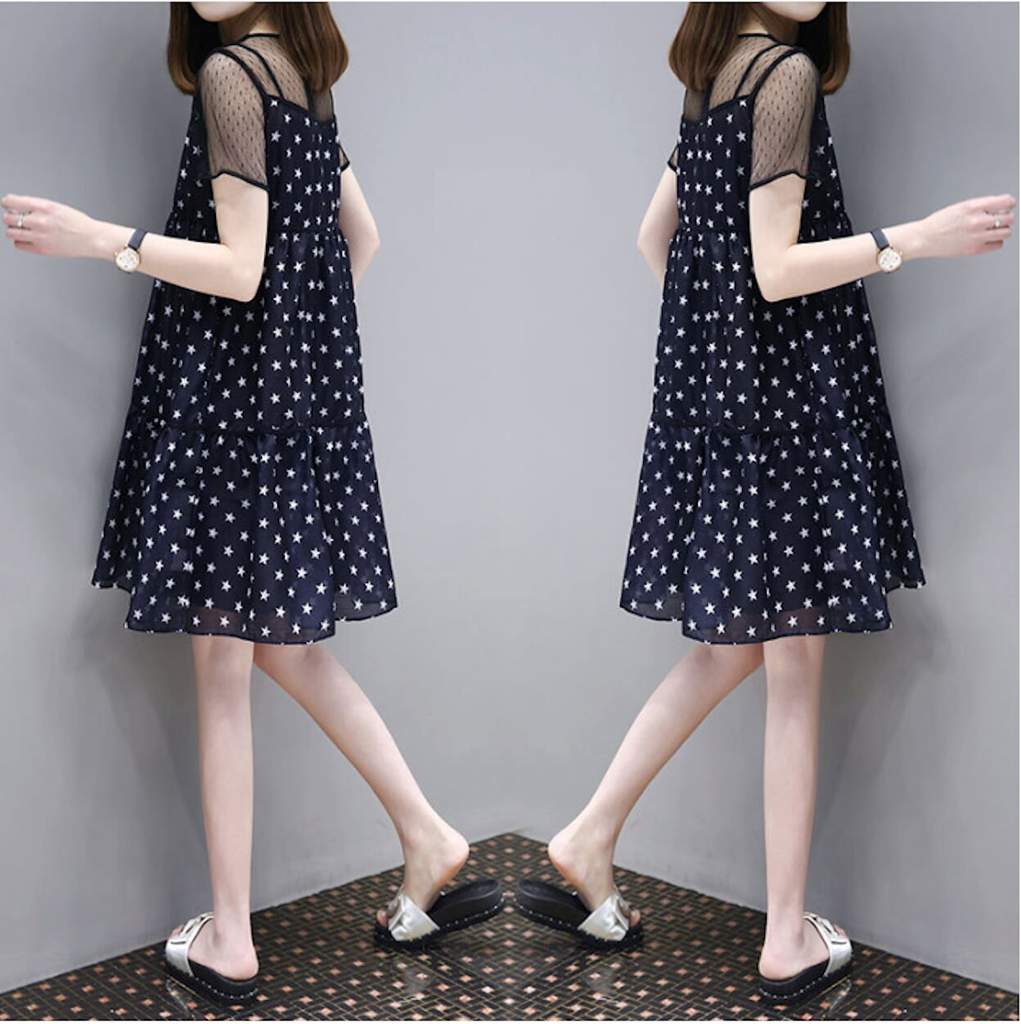Womens Star Print Chiffon Dress