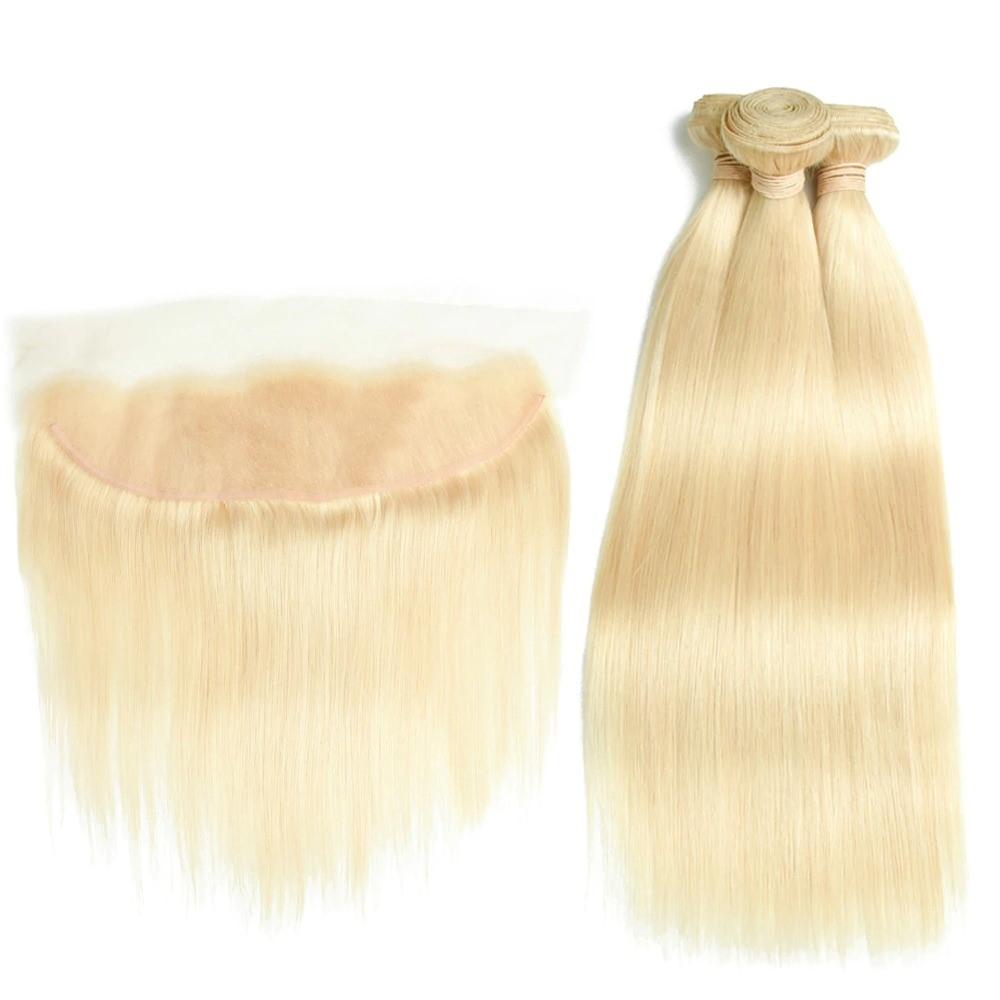 10A Grade Blonde 613 Straight BUNDLES with CLOSURES & FRONTALS