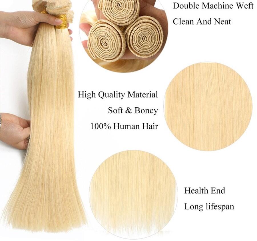 10A Grade Blonde 613 Straight BUNDLES with CLOSURES & FRONTALS