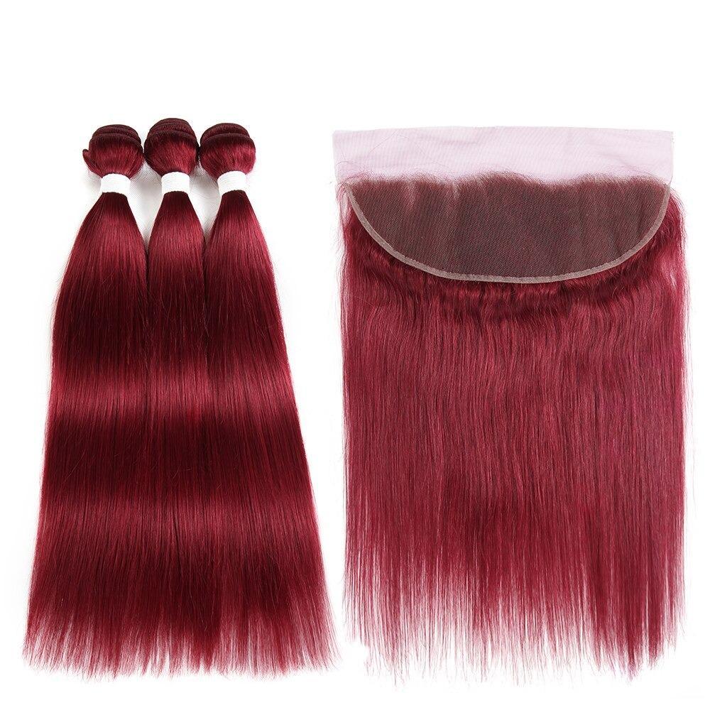 10A Grade Straight Hair Burgundy BUNDLES with CLOSURES & FRONTALS