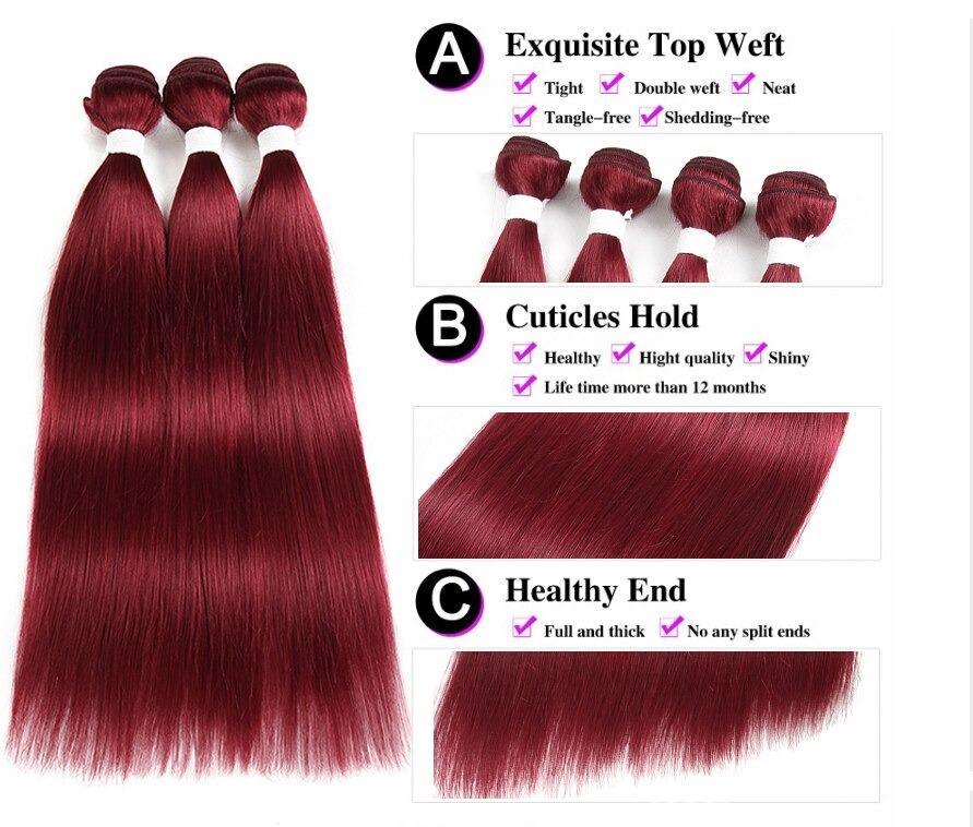 10A Grade Straight Hair Burgundy BUNDLES with CLOSURES & FRONTALS