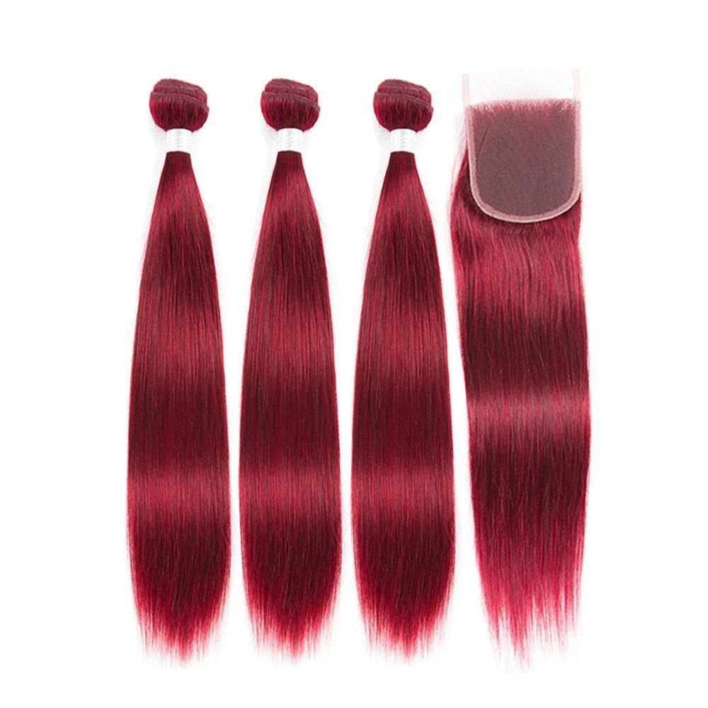 10A Grade Straight Hair Burgundy BUNDLES with CLOSURES & FRONTALS