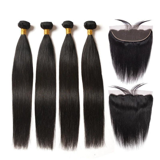 10A Grade 3/4 Straight Hair bundles with 13x4 Frontal