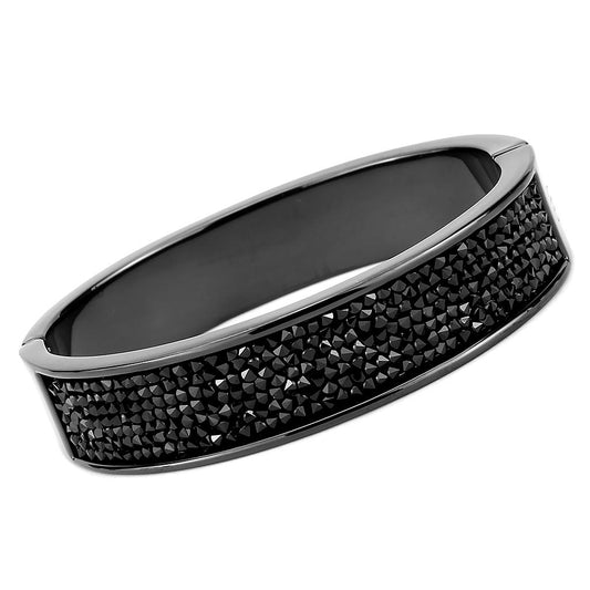 LO4286 - IP Black(Ion Plating) Brass Bangle with Top Grade Crystal in
