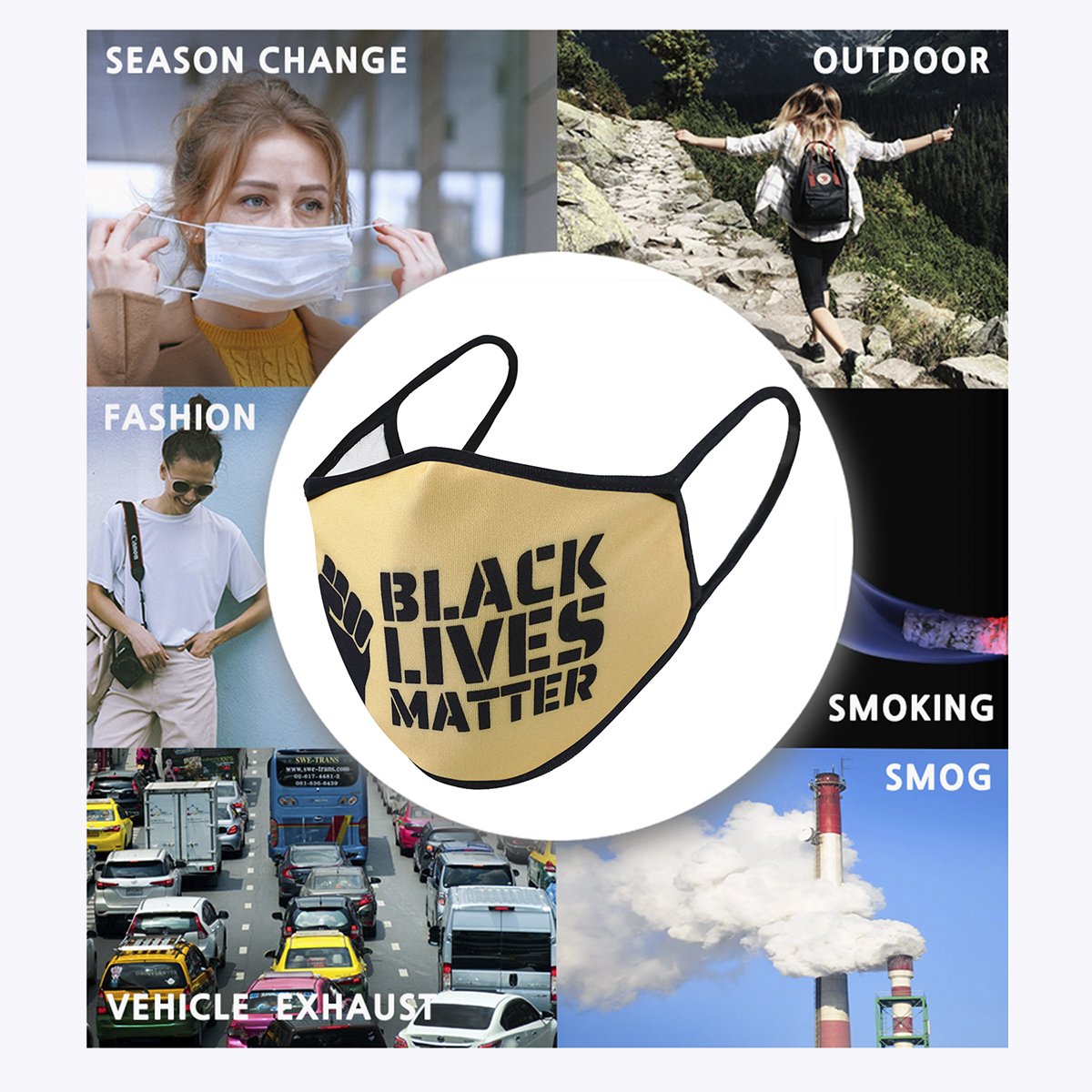 Yellow Black Lives Matter 3-Layered Face Cover-PM0212