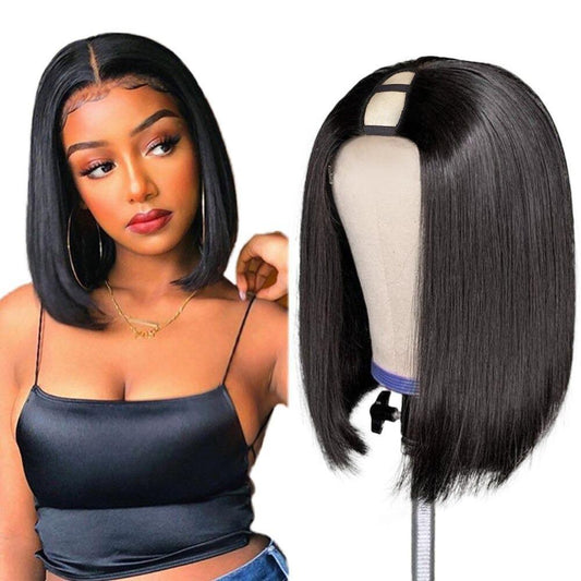 Short Bob U-part Straight Human Hair Wigs