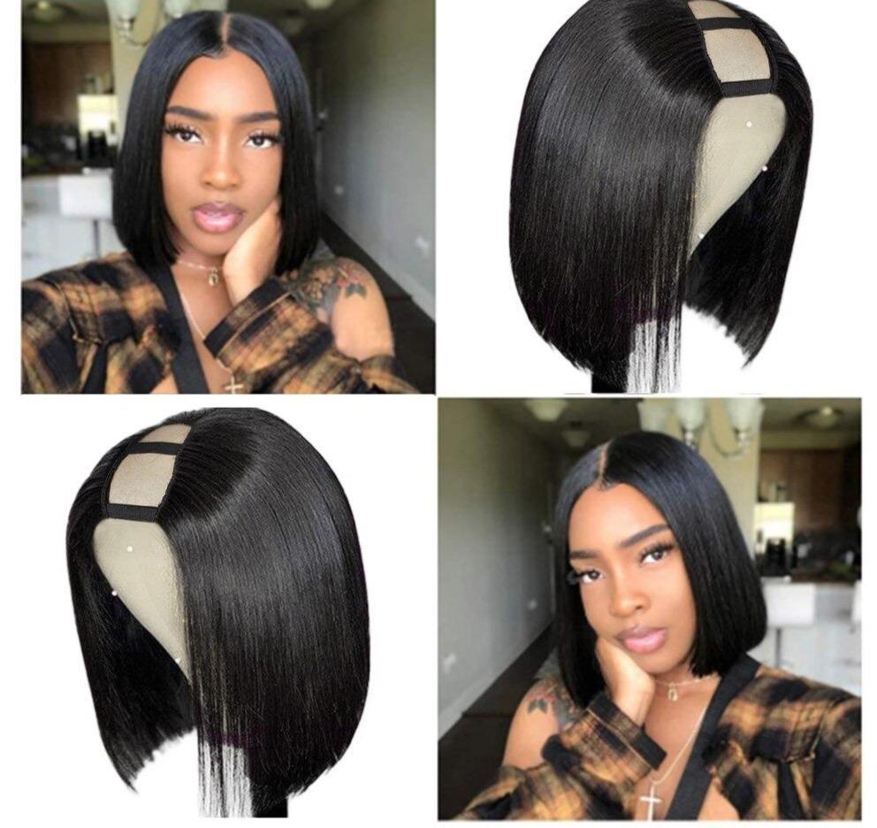 Short Bob U-part Straight Human Hair Wigs