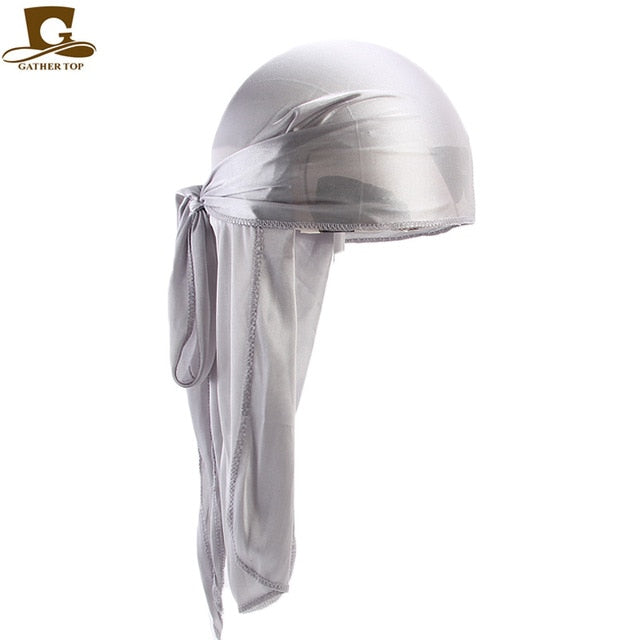 Men's Silky Durags Bandanas Turban hat Wigs Doo Men Satin Durag Biker Headwear Headband Hair Accessories Extra Long Tail Du-Rag