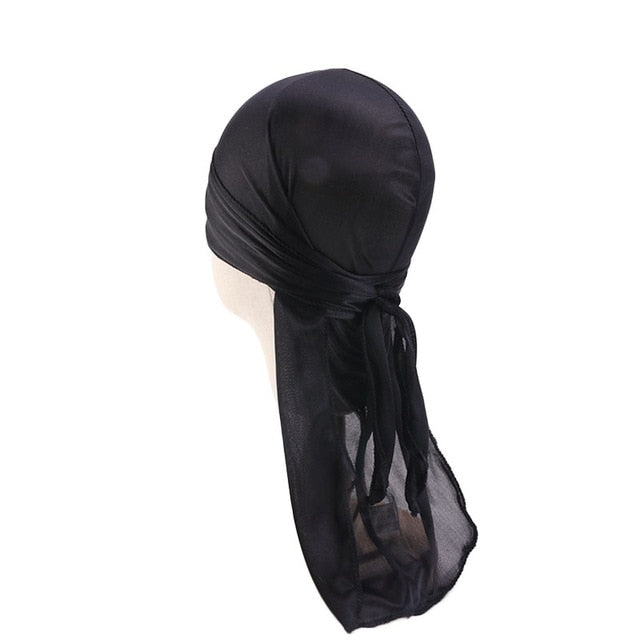 Men's Silky Durags Bandanas Turban hat Wigs Doo Men Satin Durag Biker Headwear Headband Hair Accessories Extra Long Tail Du-Rag