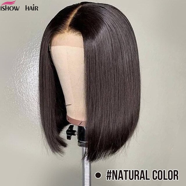 Pink Bob Lace Front Wigs Brazilian Straight 13x4 Lace Front Human Hair Wigs Pre-Plucked Blonde Blue Green Ombre Short Bob Wigs