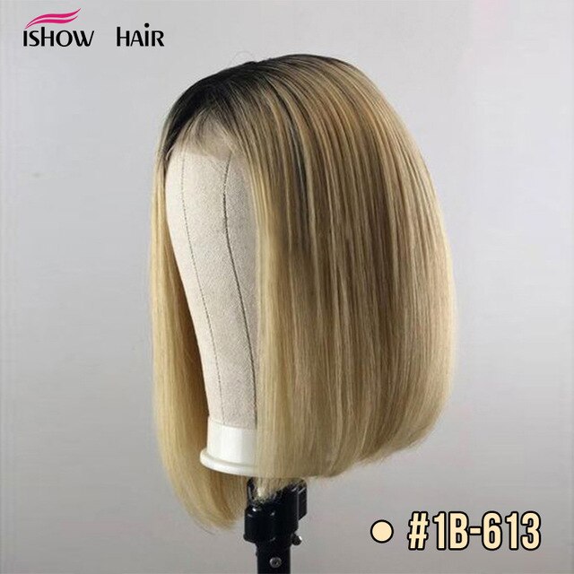 Pink Bob Lace Front Wigs Brazilian Straight 13x4 Lace Front Human Hair Wigs Pre-Plucked Blonde Blue Green Ombre Short Bob Wigs