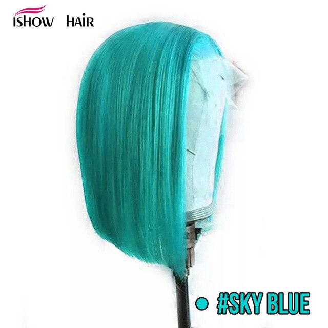 Pink Bob Lace Front Wigs Brazilian Straight 13x4 Lace Front Human Hair Wigs Pre-Plucked Blonde Blue Green Ombre Short Bob Wigs