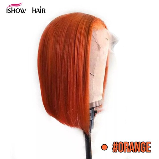 Pink Bob Lace Front Wigs Brazilian Straight 13x4 Lace Front Human Hair Wigs Pre-Plucked Blonde Blue Green Ombre Short Bob Wigs