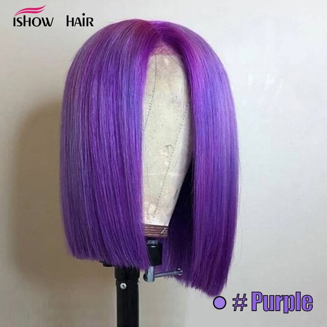 Pink Bob Lace Front Wigs Brazilian Straight 13x4 Lace Front Human Hair Wigs Pre-Plucked Blonde Blue Green Ombre Short Bob Wigs