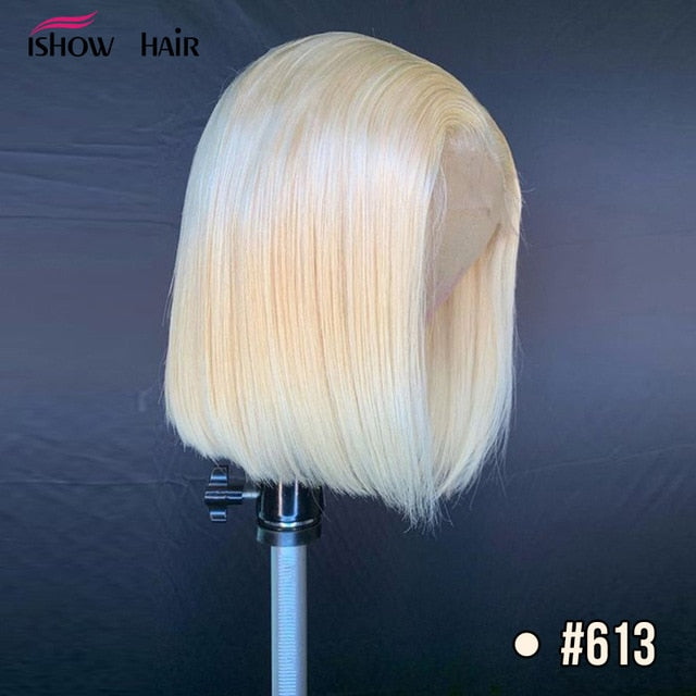 Pink Bob Lace Front Wigs Brazilian Straight 13x4 Lace Front Human Hair Wigs Pre-Plucked Blonde Blue Green Ombre Short Bob Wigs