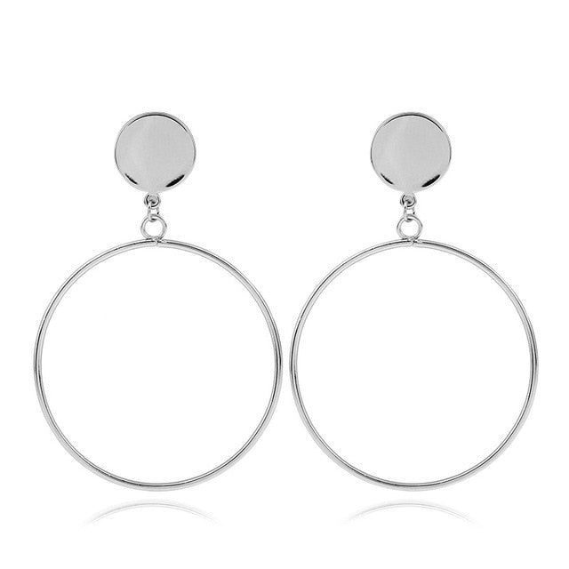 Korean Statement Black Acrylic Drop Earrings for Women 2019 Fashion Jewelry Vintage Geometric Gold Asymmetric Earring