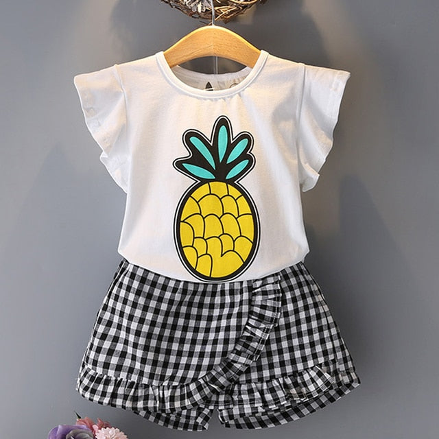 Summer Girls' Clothing Sets Korean Denim Short-sleeved T-shirt+High Waist Skirt 2PCS Baby Kids Clothes Suit Children Clothing