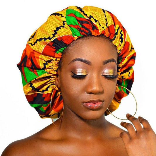 New Extra Large Satin Lined Bonnet Women Big Size Beauty Print Satin Silk Bonnet Sleep Night Cap Head Cover Bonnet Hat Wholesale