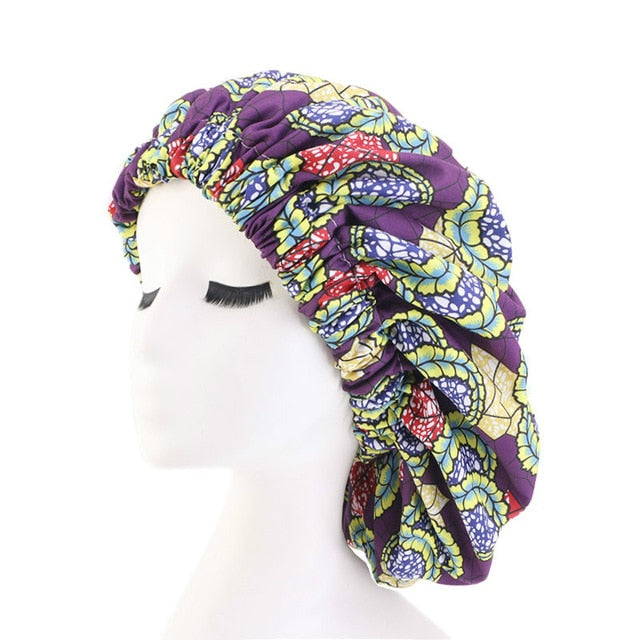 New Extra Large Satin Lined Bonnet Women Big Size Beauty Print Satin Silk Bonnet Sleep Night Cap Head Cover Bonnet Hat Wholesale