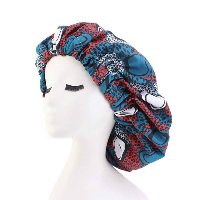 New Extra Large Satin Lined Bonnet Women Big Size Beauty Print Satin Silk Bonnet Sleep Night Cap Head Cover Bonnet Hat Wholesale