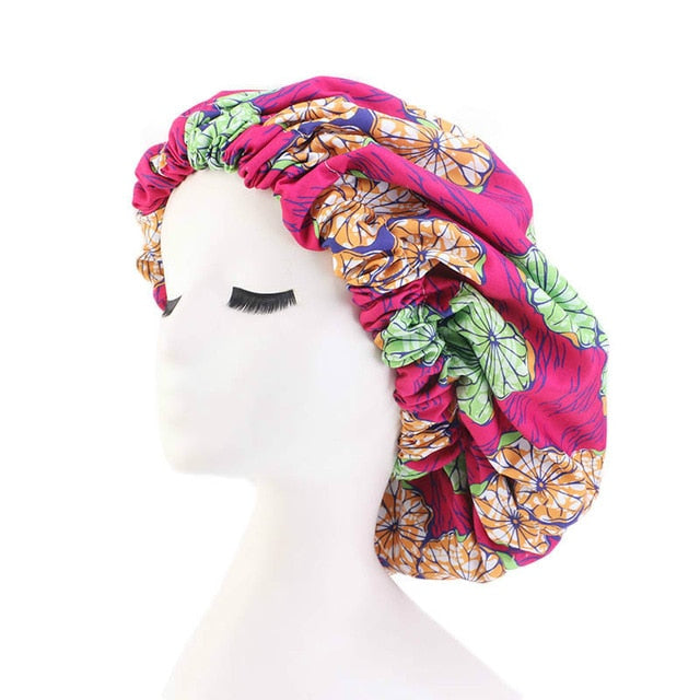 New Extra Large Satin Lined Bonnet Women Big Size Beauty Print Satin Silk Bonnet Sleep Night Cap Head Cover Bonnet Hat Wholesale