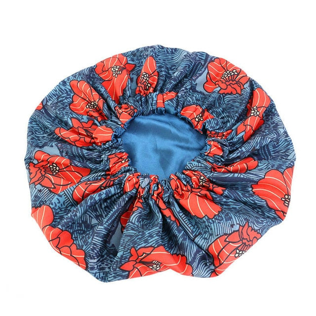 New Extra Large Satin Lined Bonnet Women Big Size Beauty Print Satin Silk Bonnet Sleep Night Cap Head Cover Bonnet Hat Wholesale