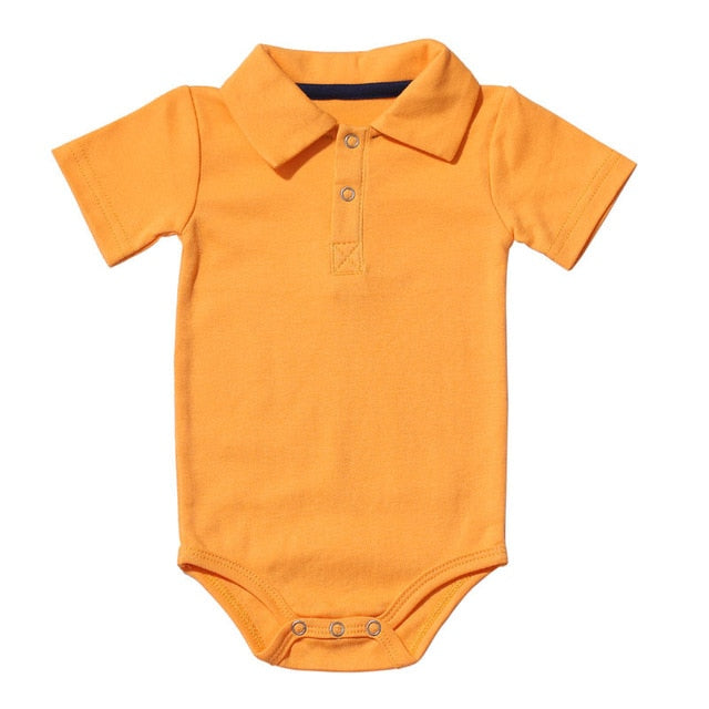 Summer Baby Boy Girl Rompers Turn-down Collar Infant Newborn Cotton Clothes Jumpsuit For 0-2Y Toddlers Bebe Outfits